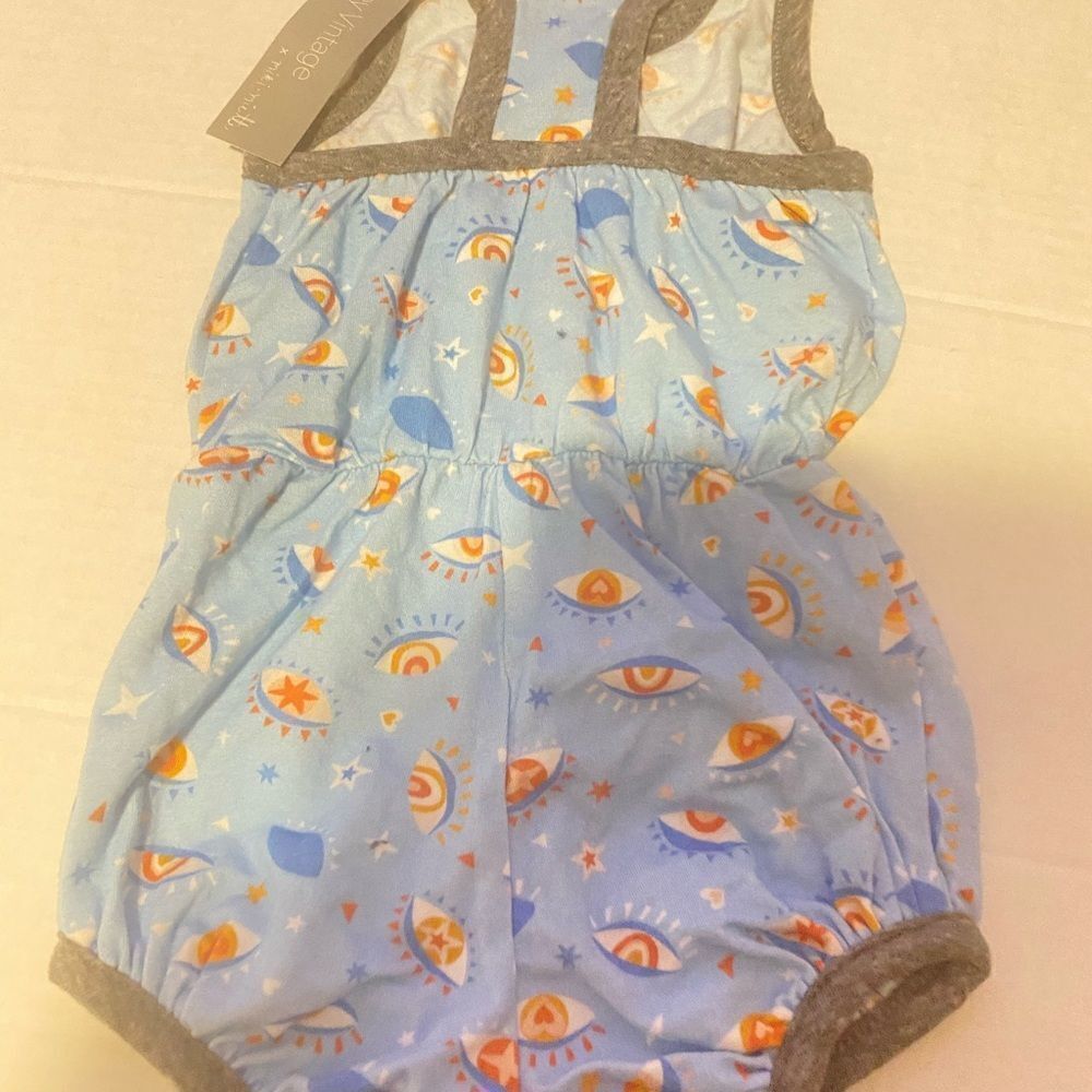 Blue Eye-Patterned Kids Bodysuit - Picture 2 of 5
